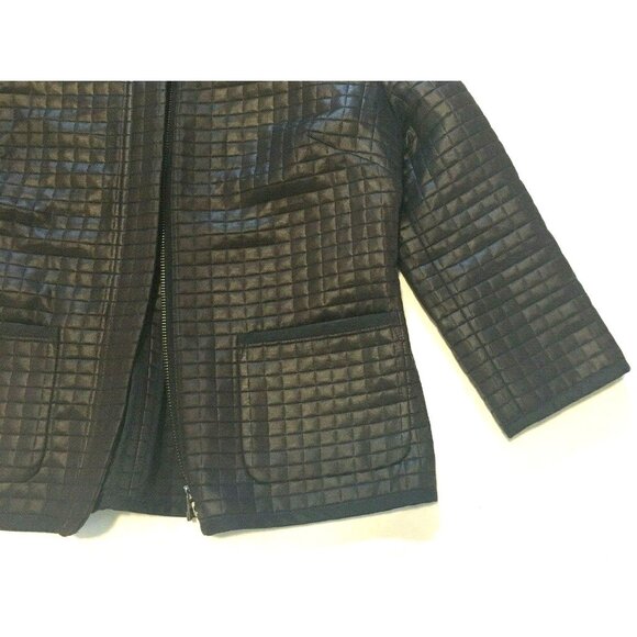 Baia Women's Jacket Black Size 2 Designer 3/4 Sleeve Full Zip Quilted Effect - Picture 5 of 13